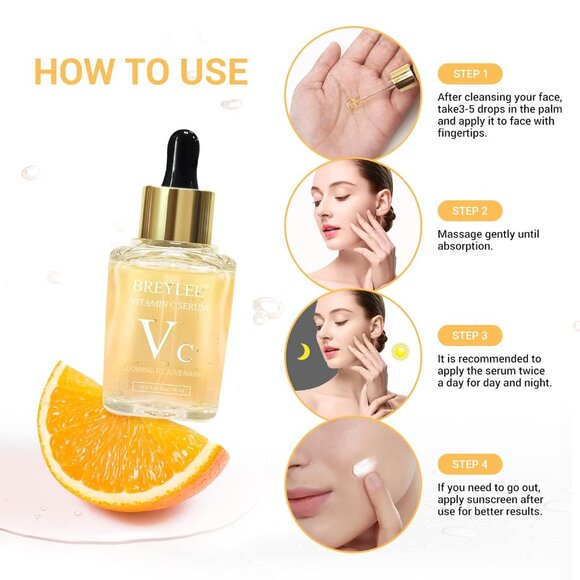 BREYLEE Vitamin C Serum for Face & Eye (1.4 oz) for Brightening Skin,Dark Spot R - Picture 6 of 10